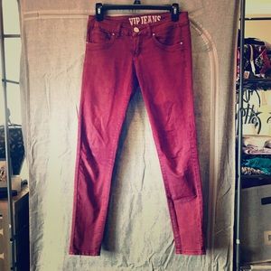 VIP JEANS size 3/4 EUC maroon red skinny jeans